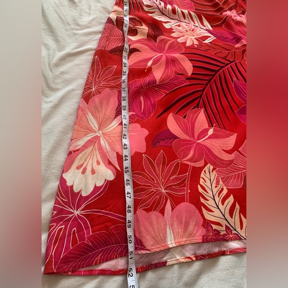 Farm Rio Philipa Maxi Dress size Large Red Tropical Floral Palm Leaf Print Boho - Picture 13 of 14